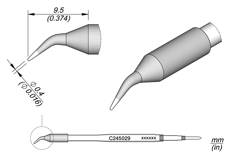 C245029 - Conical Bent Cartridge Ø 0.4